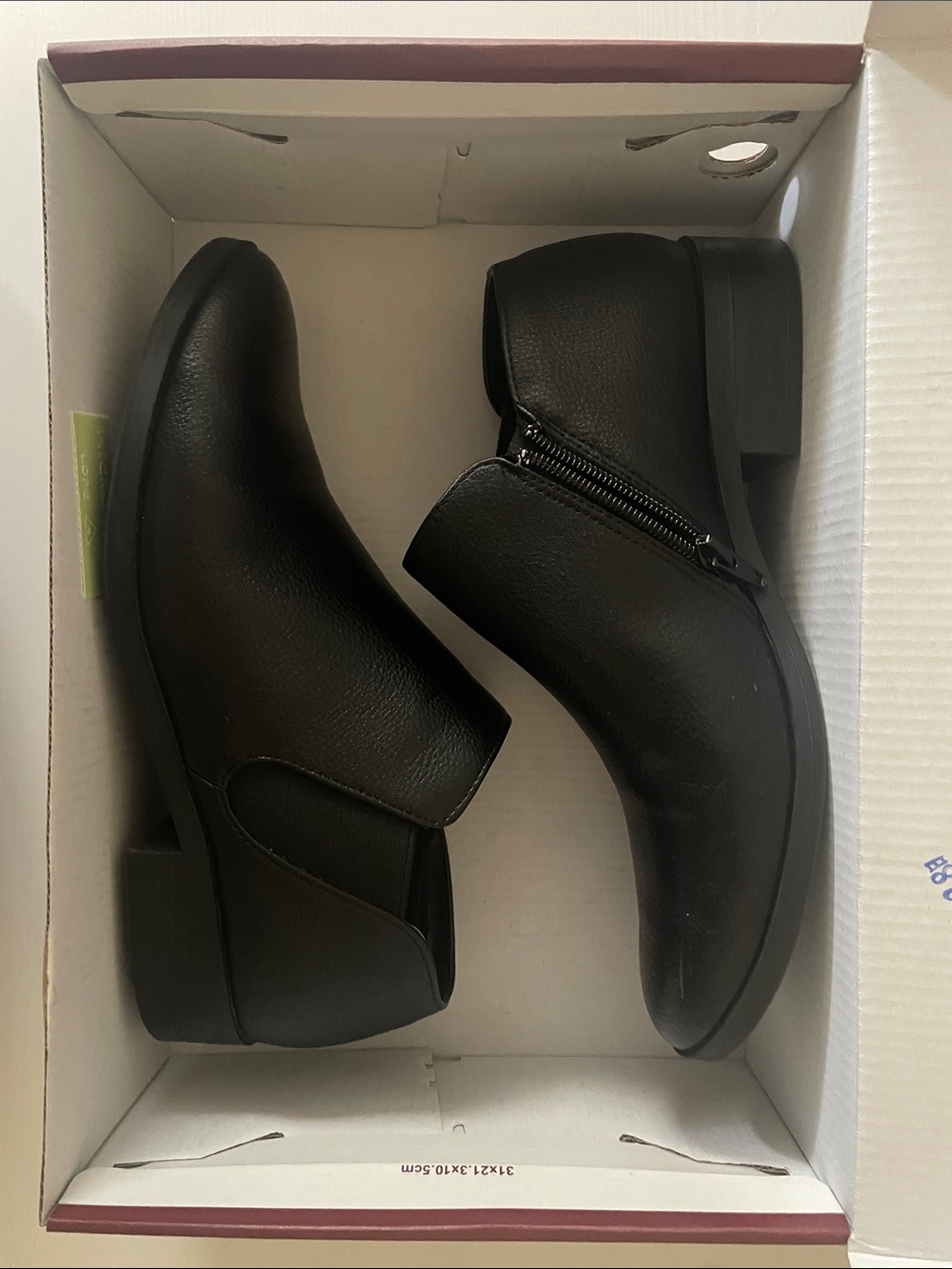 KENSIE Black Faux Leather Zip-Up Ankle Boots